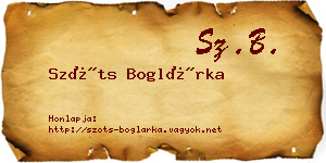 Szőts Boglárka névjegykártya